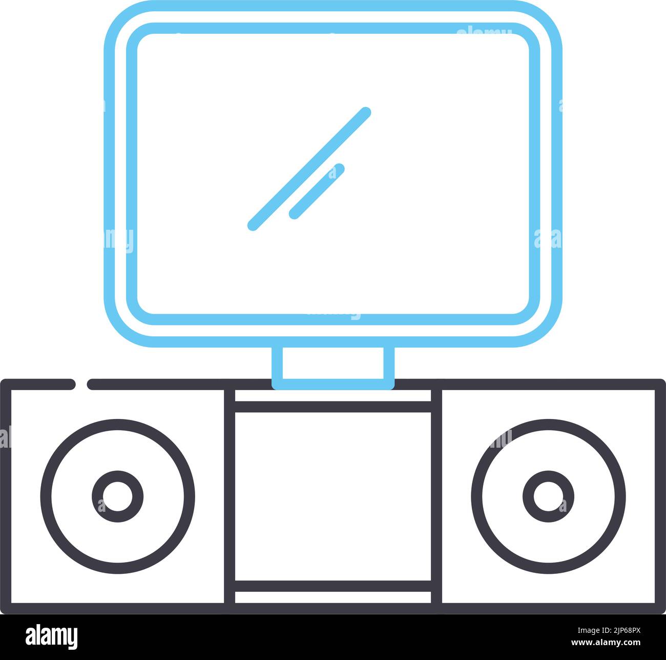 entertainment library line icon, outline symbol, vector illustration, concept sign Stock Vector