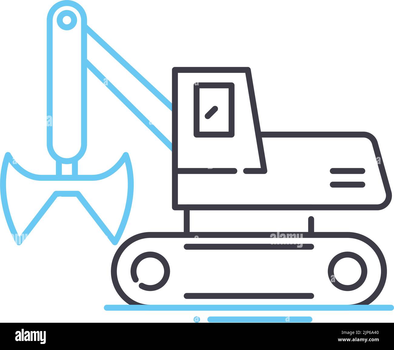 clamshell bucket truck line icon, outline symbol, vector illustration, concept sign Stock Vector