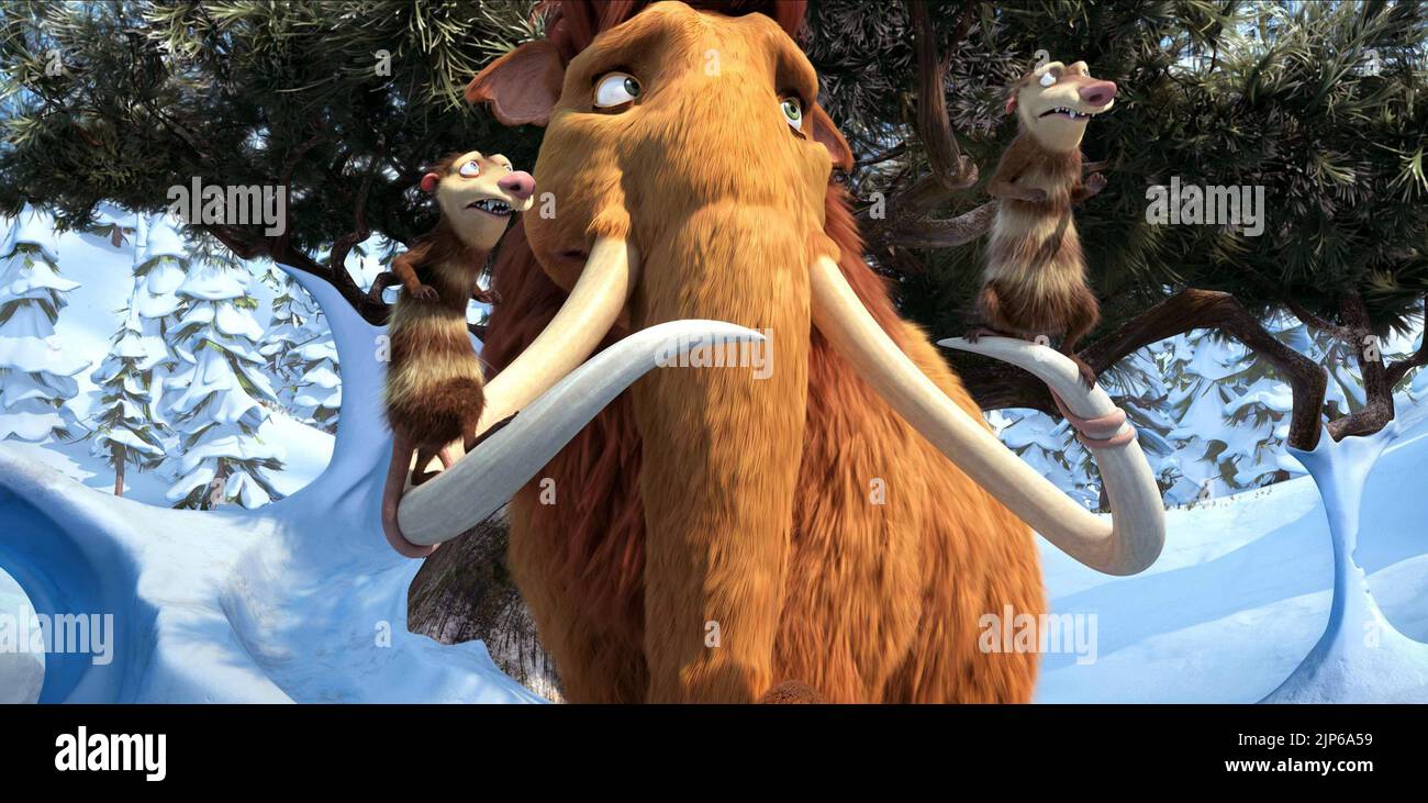 ELLIE, CRASH, EDDIE, ICE AGE DAWN OF THE DINOSAURS, 2009 Stock Photo