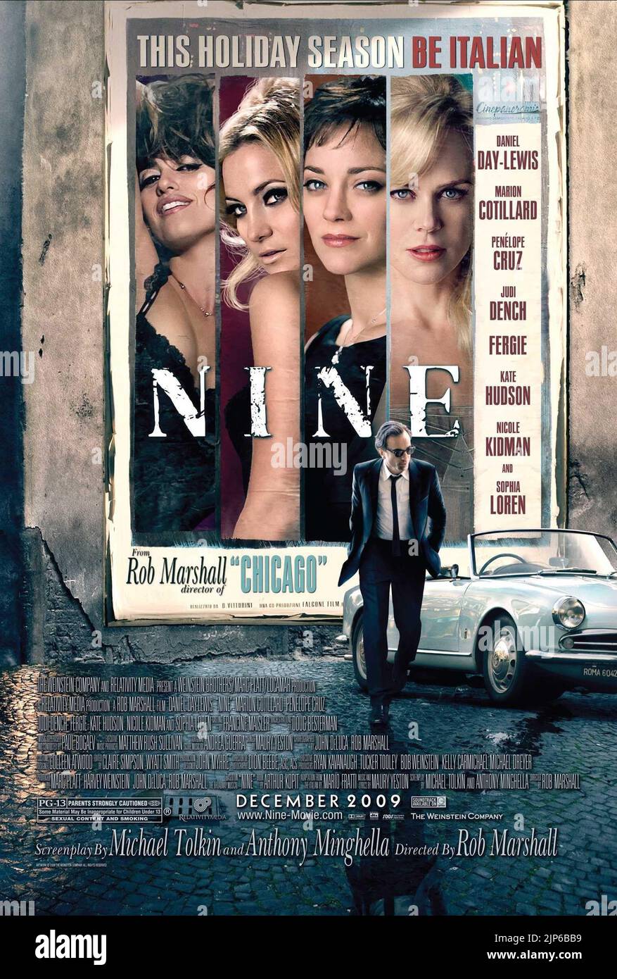 PENELOPE CRUZ, KATE HUDSON, MARION COTILLARD, NICOLE KIDMAN, DANIEL DAY-LEWIS POSTER, NINE, 2009 Stock Photo