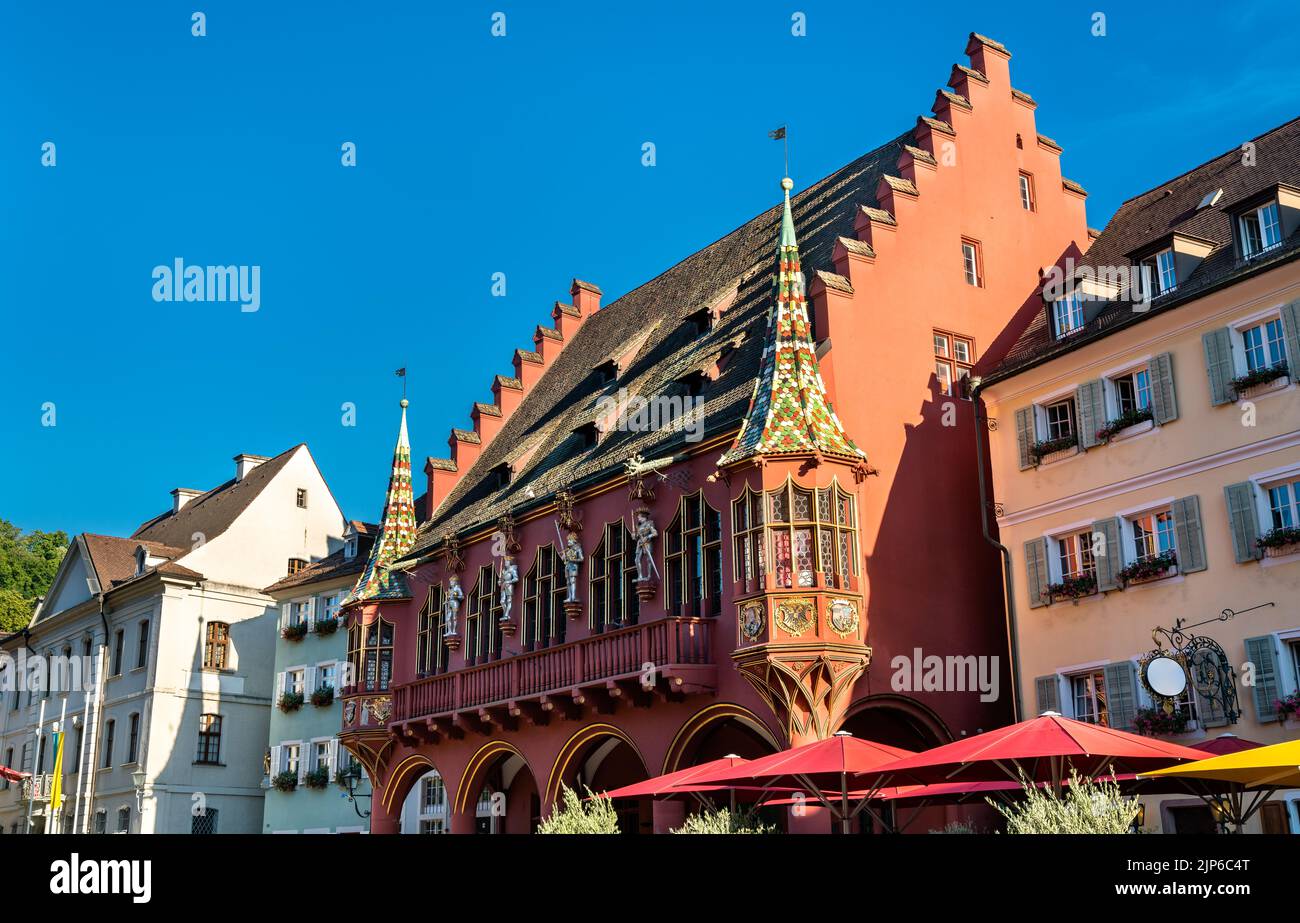 The Historical Merchants Hall on the Minster Square in Freiburg im Breisgau - Baden-Wurttemberg, Germany Stock Photo