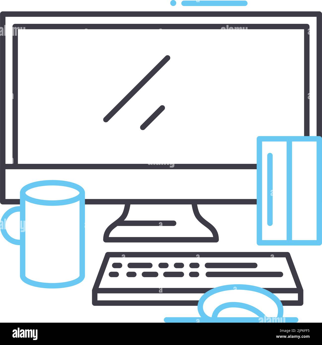 desktop computer line icon, outline symbol, vector illustration, concept sign Stock Vector