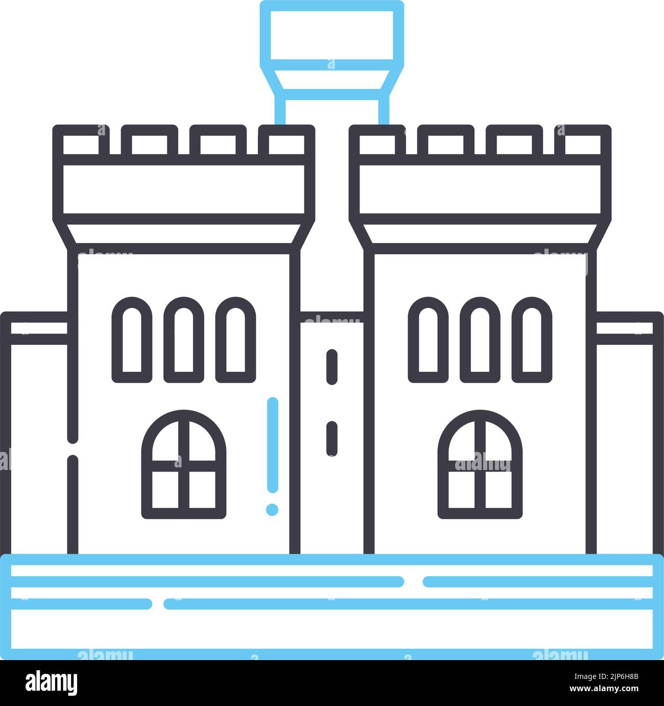 castle line icon, outline symbol, vector illustration, concept sign ...