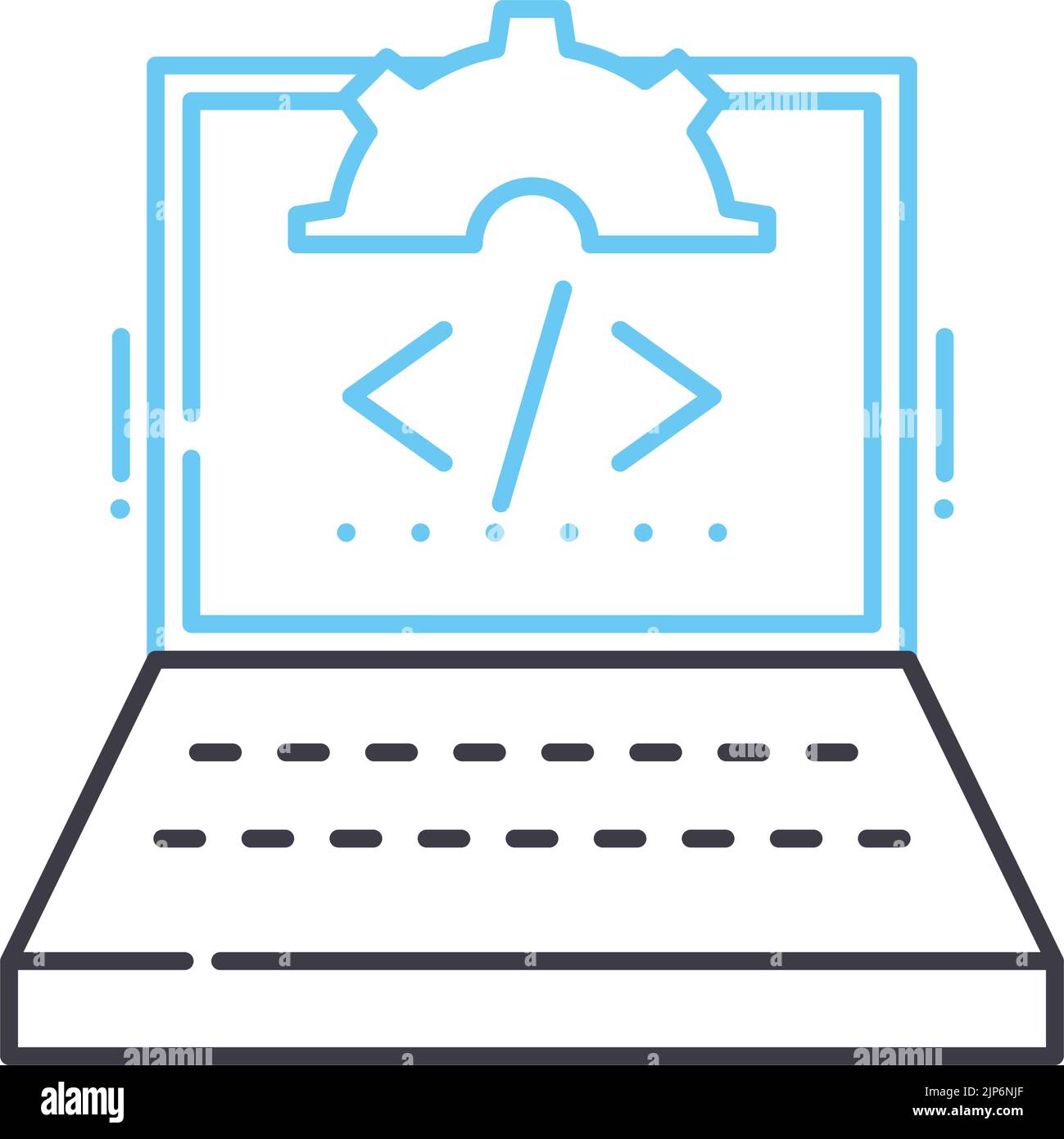 custom code implementation line icon, outline symbol, vector illustration, concept sign Stock Vector