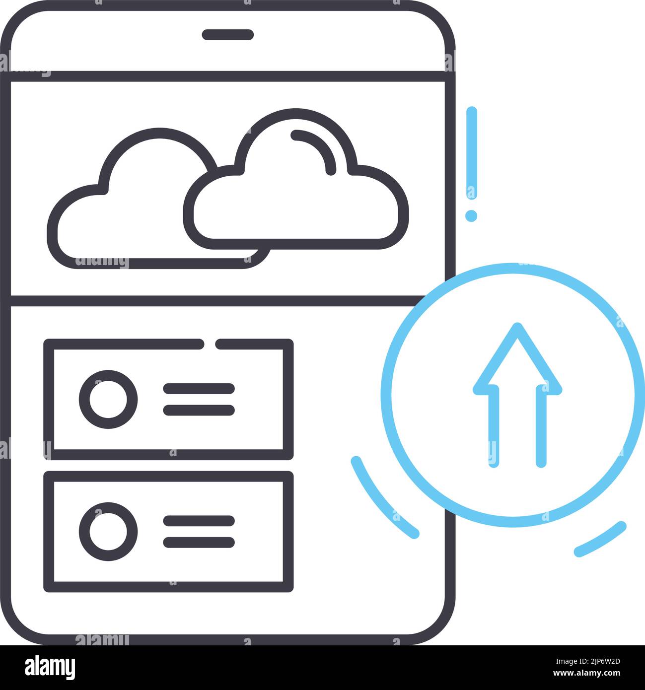 data cloud smartphone line icon, outline symbol, vector illustration, concept sign Stock Vector