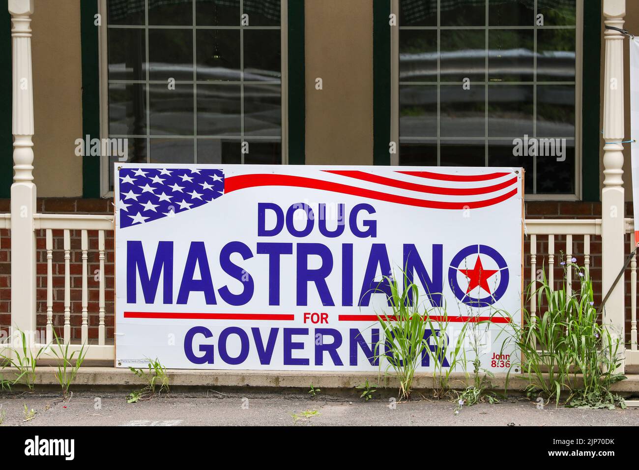 Catawissa, United States. 15th Aug, 2022. A large sign in support of