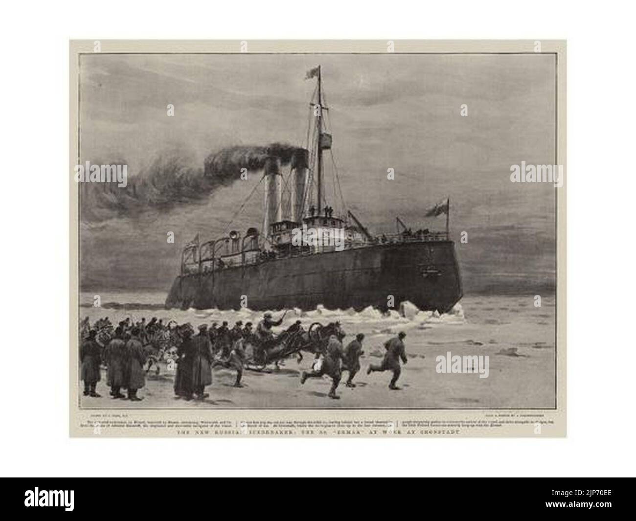 The New Russian Icebreaker, the SS 'Ermak' at Work at Cronstadt Stock Photo