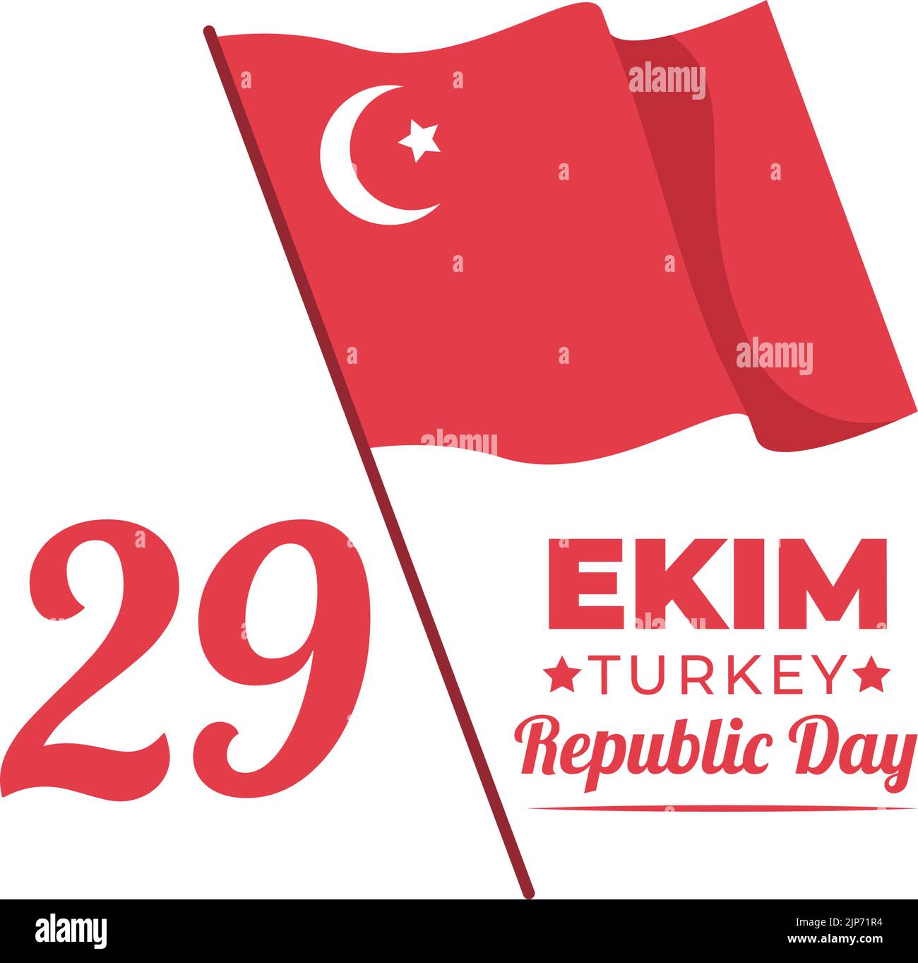 Republic Day Turkey or 29 Ekim Cumhuriyet Bayrami Kutlu Olsun Hand Drawn Cartoon Flat Illustration with Flag of Turkish and Happy Holiday Design Stock Vector