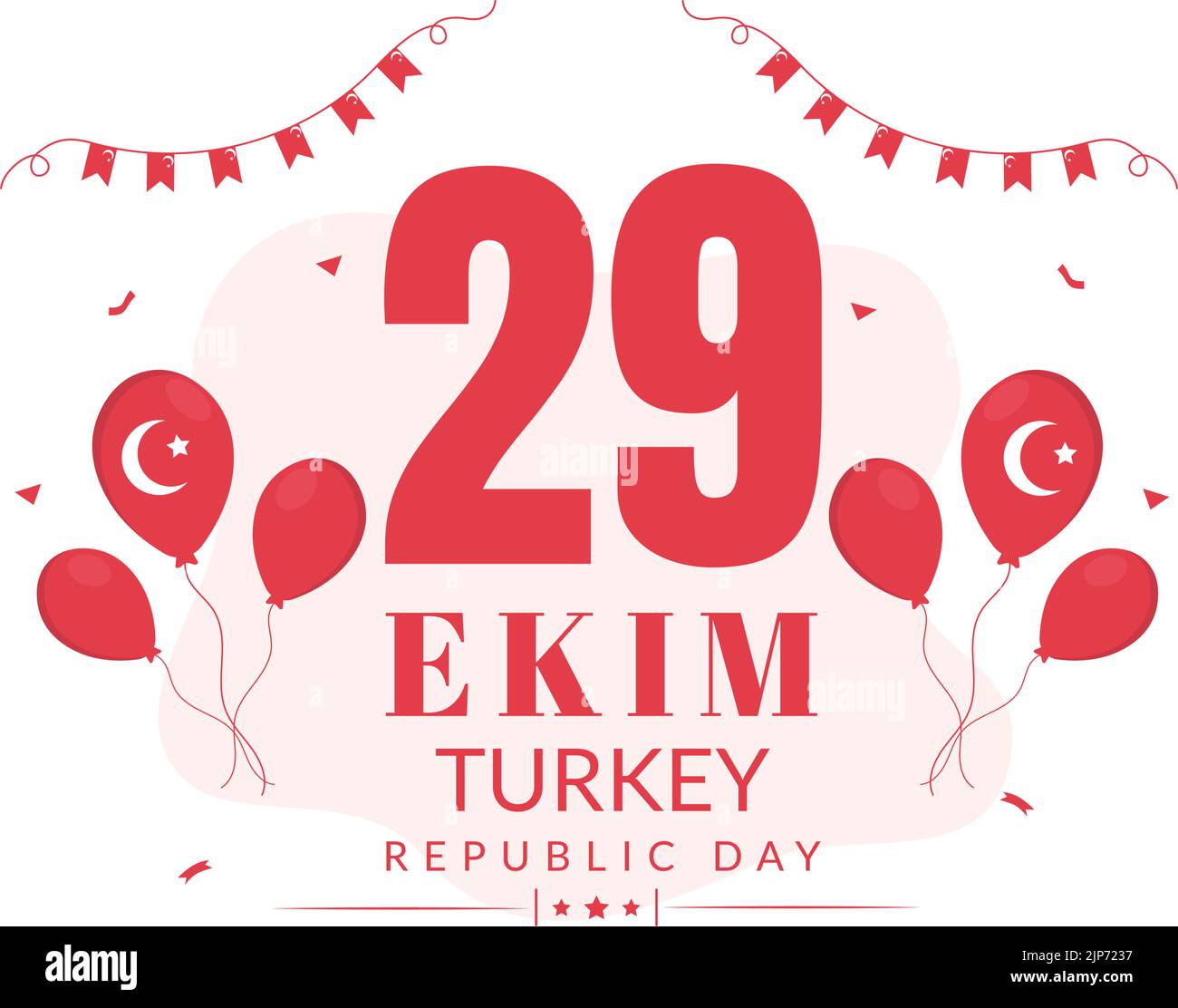 Republic Day Turkey or 29 Ekim Cumhuriyet Bayrami Kutlu Olsun Hand Drawn Cartoon Flat Illustration with Flag of Turkish and Happy Holiday Design Stock Vector