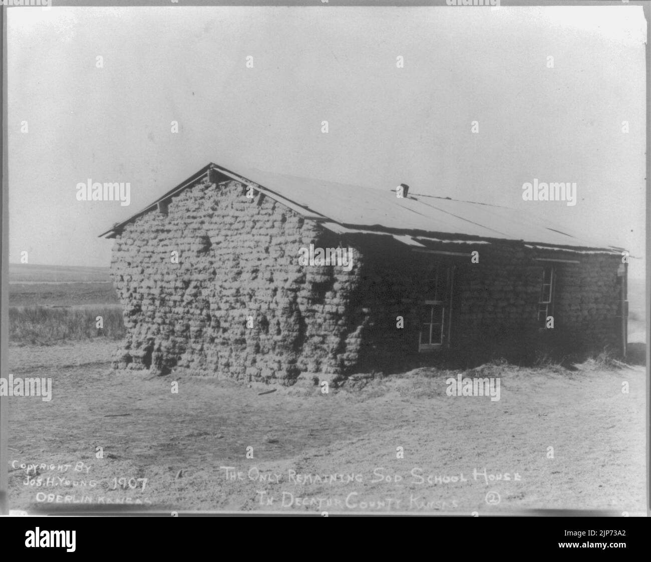 The only remaining sod school house in Decatur County, Kansas Stock