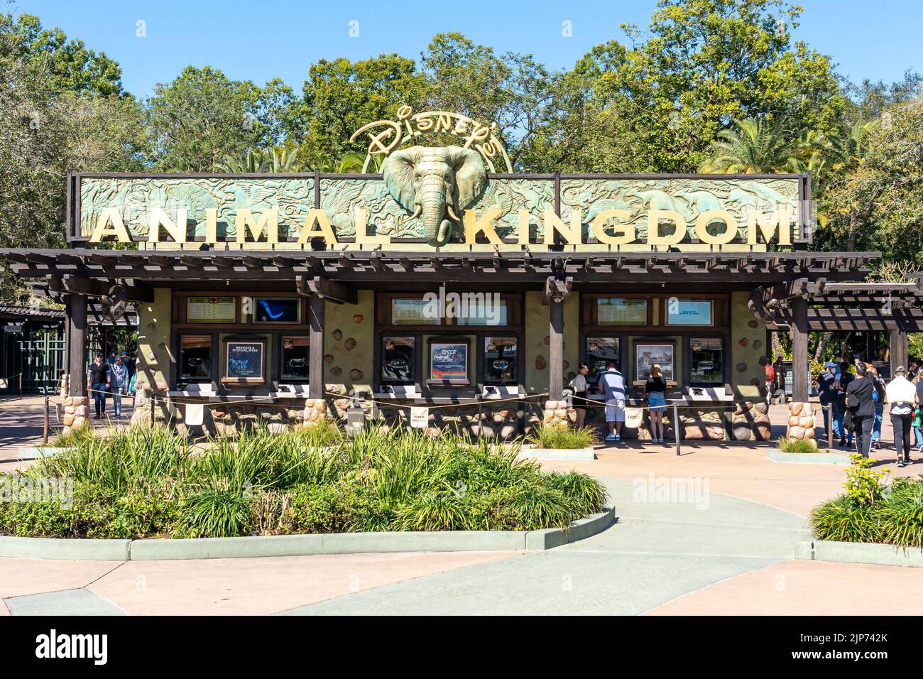 Bay Lake, Florida, USA February 9, 2022 The entrance to Animal Kingdom in Orlando, Florida