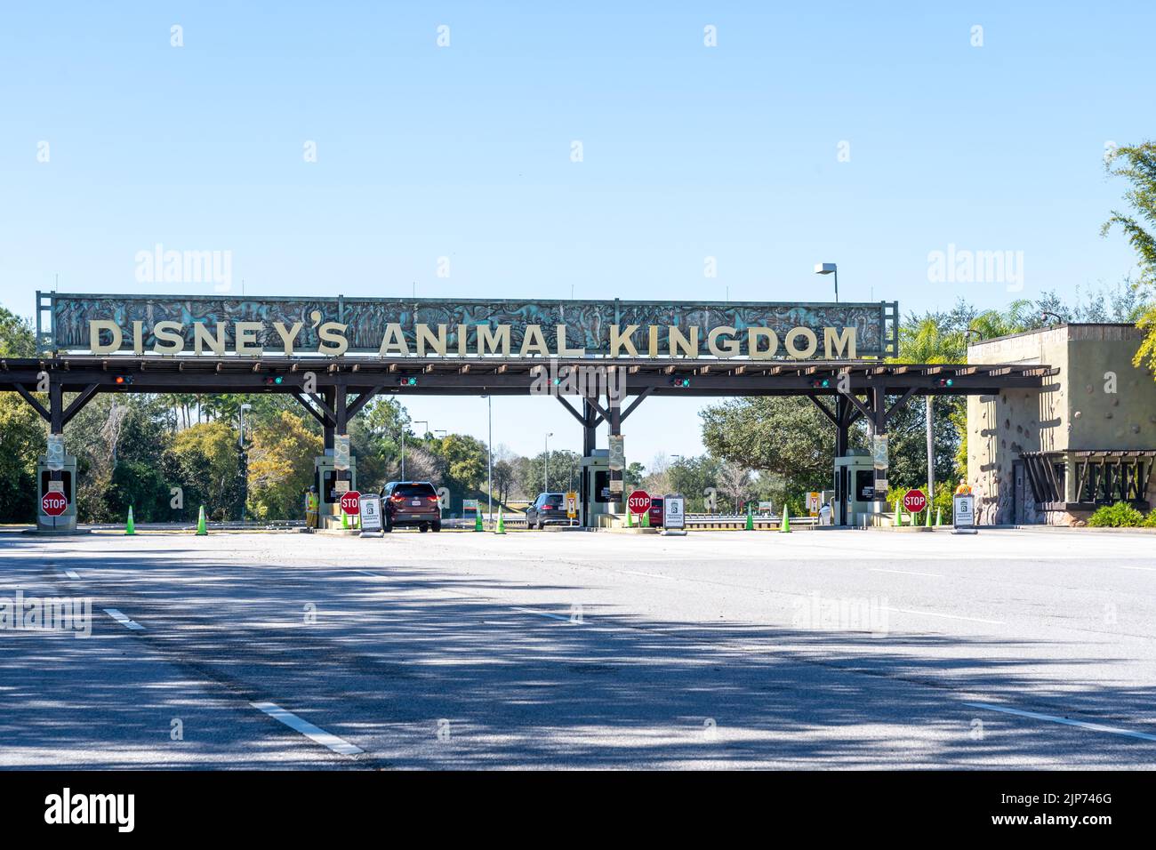 Bay Lake, Florida, USA February 9, 2022 The entrance to Animal Kingdom in Orlando, Florida