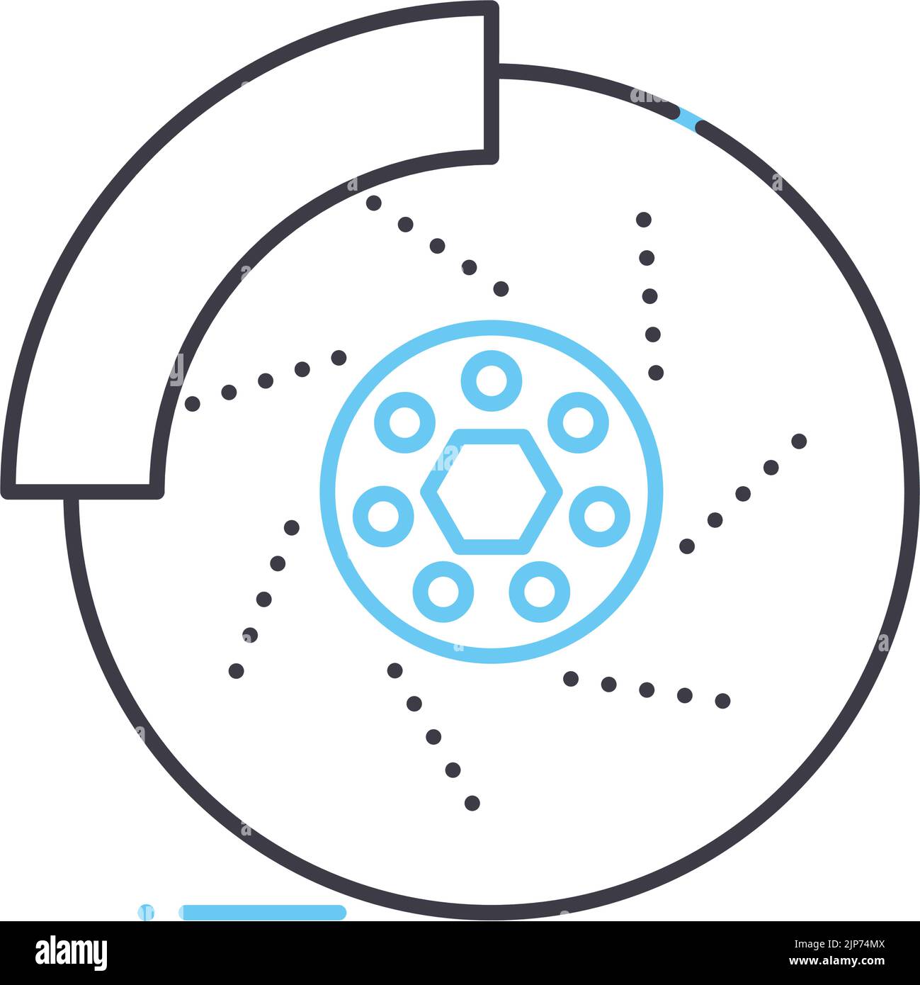 car disc brake line icon, outline symbol, vector illustration, concept