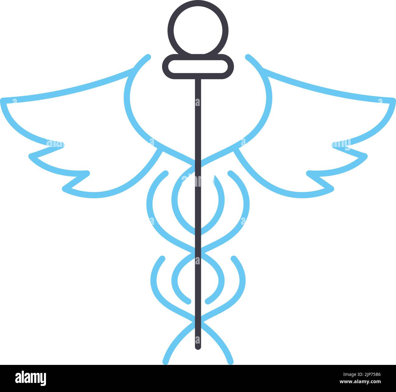 caduceus medicine line icon, outline symbol, vector illustration, concept sign Stock Vector