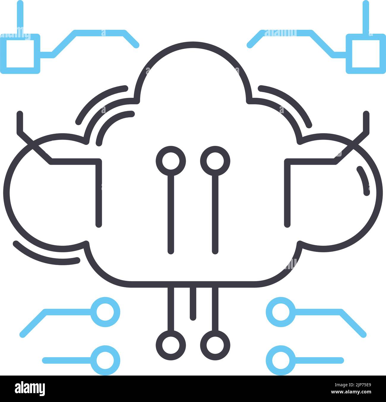 data cloud line icon, outline symbol, vector illustration, concept sign Stock Vector
