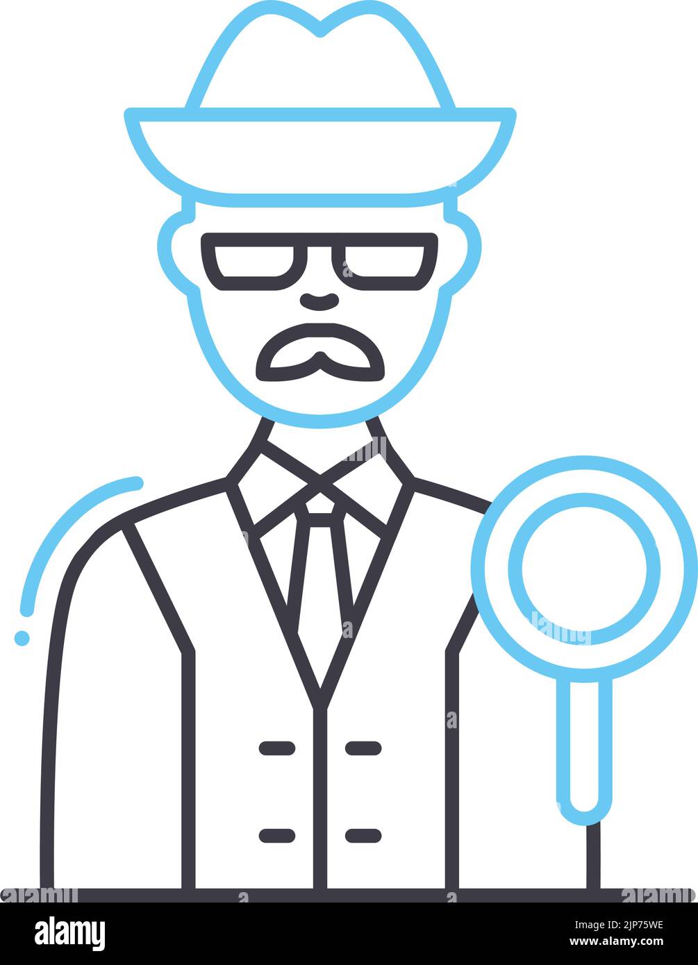 detective man line icon, outline symbol, vector illustration, concept sign Stock Vector