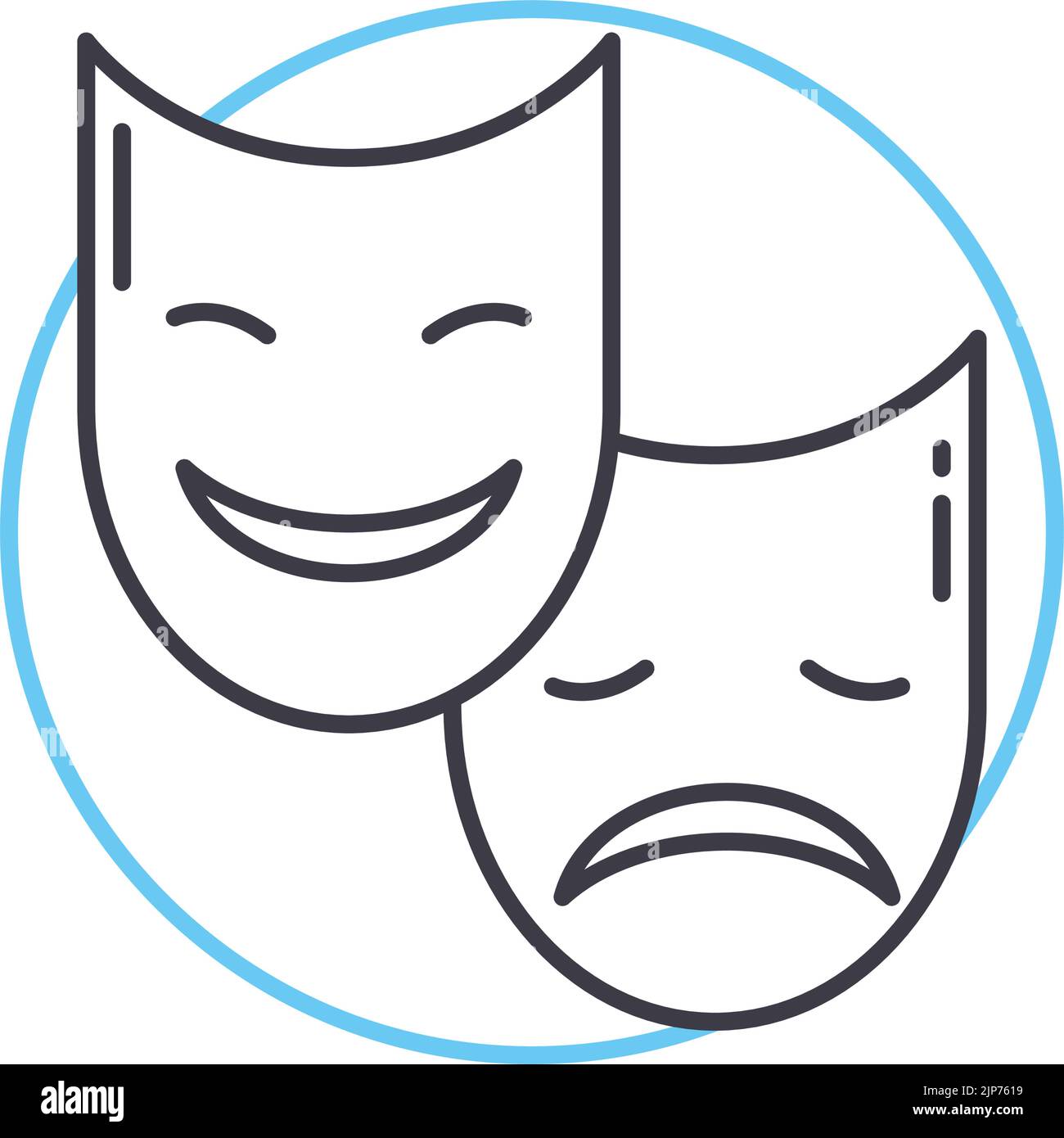 emotional masks line icon, outline symbol, vector illustration, concept ...