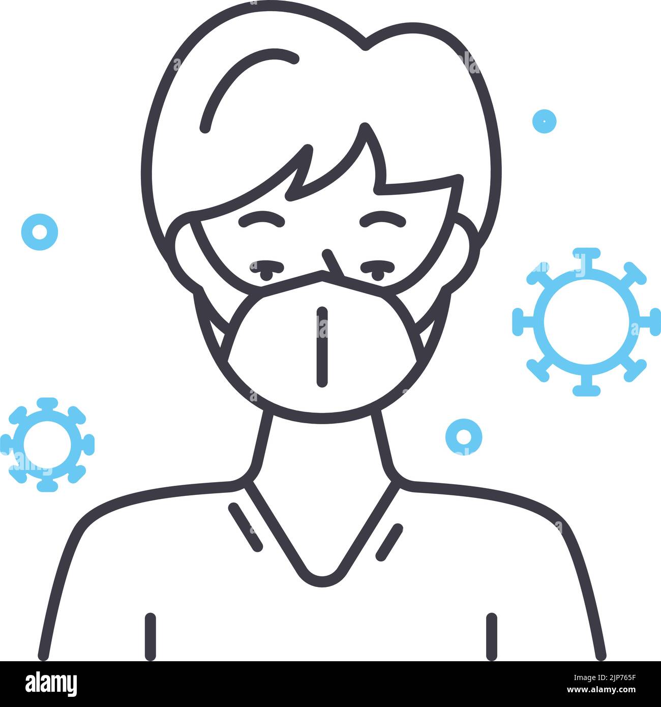 face mask line icon, outline symbol, vector illustration, concept sign ...