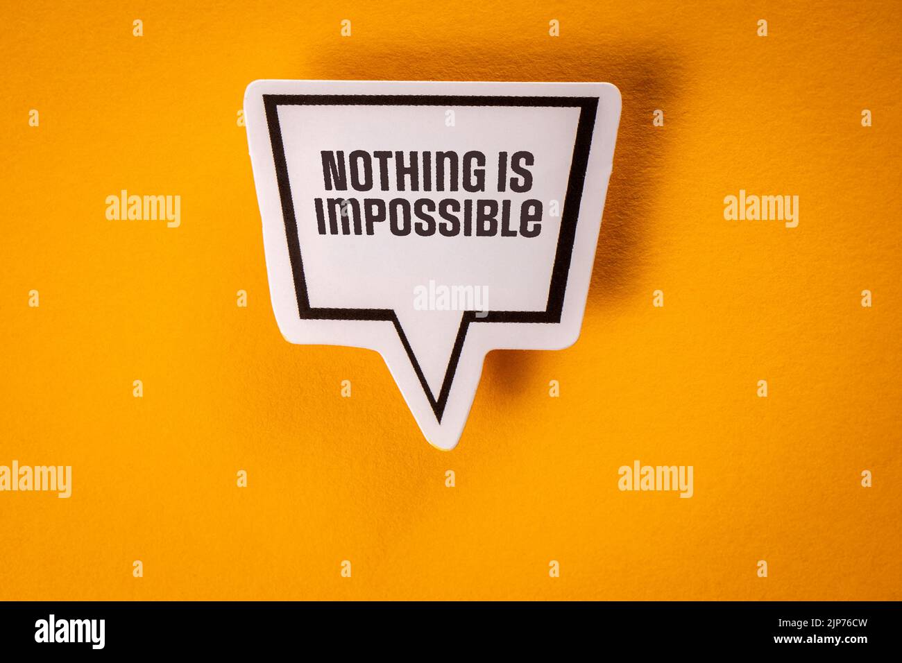 Nothing Is Impossible. Speech bubble with text on yellow background. Stock Photo