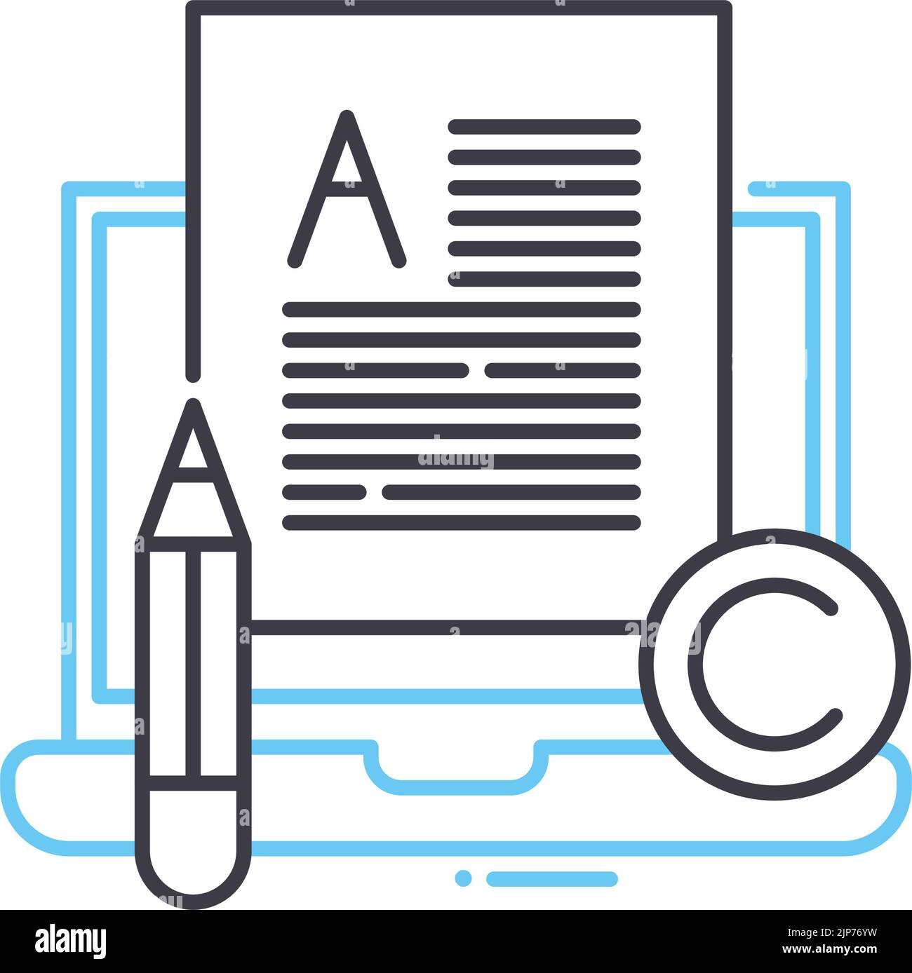 copyrichted artwork line icon, outline symbol, vector illustration ...
