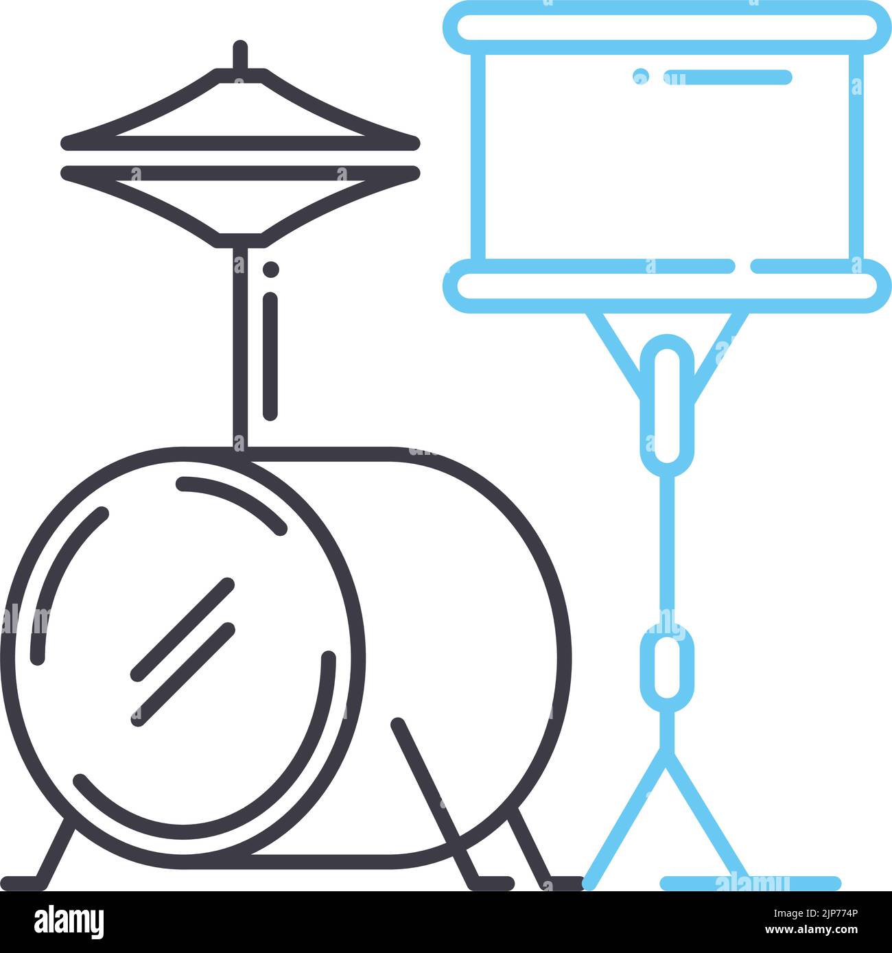 drum kit line icon, outline symbol, vector illustration, concept sign