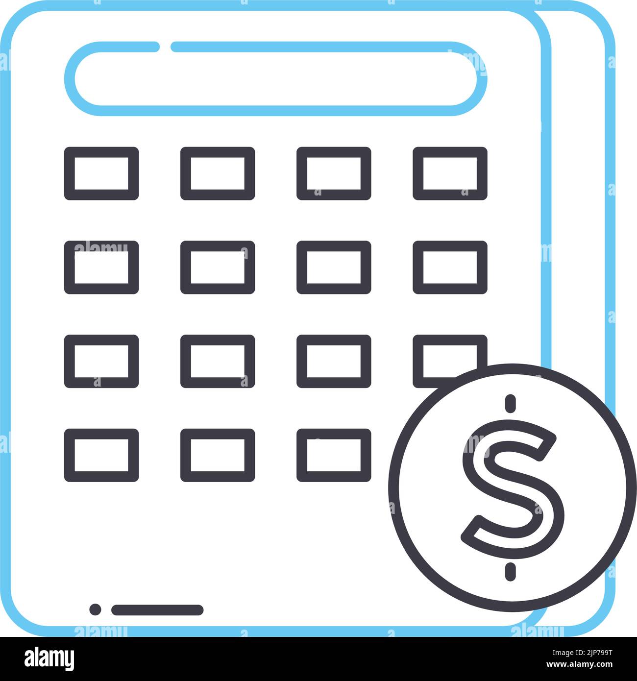 cost calculator line icon, outline symbol, vector illustration, concept ...