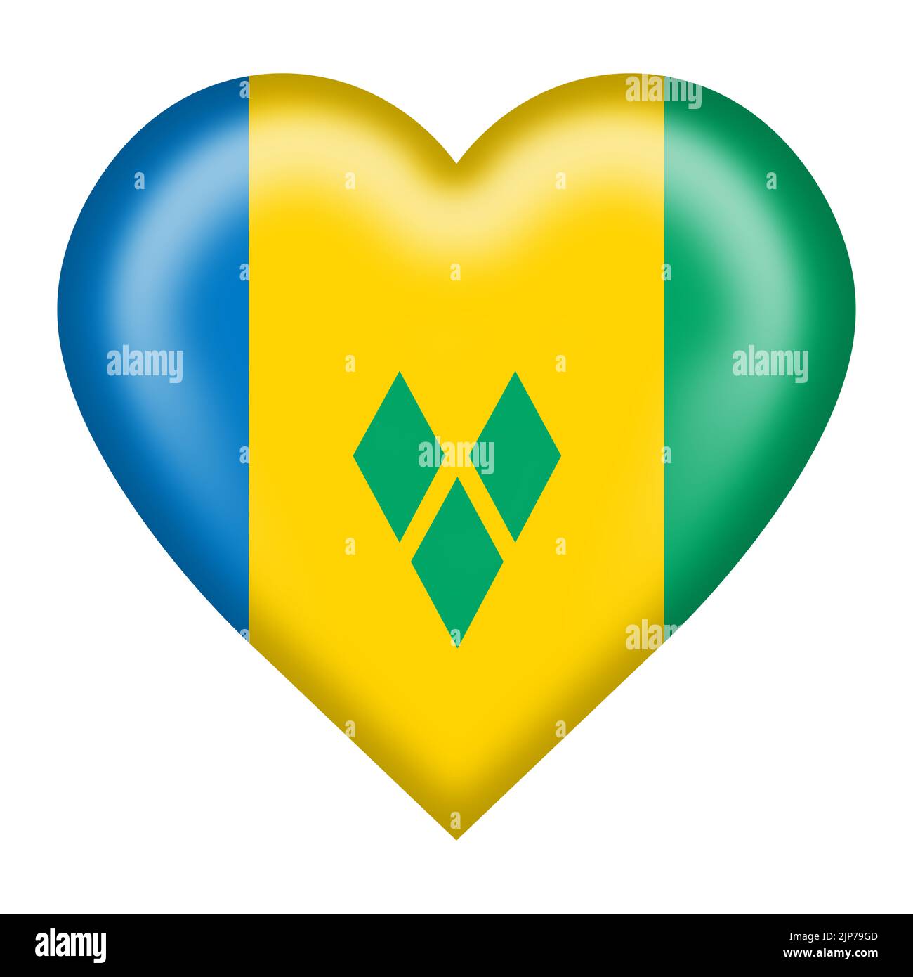 Saint Vincent and the Grenadines flag heart button with clipping path