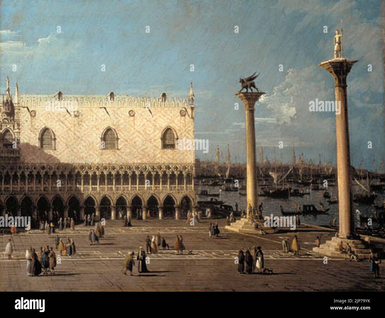 The Piazzetta, Venice, looking East with the Doge's Palace, the Columns ...