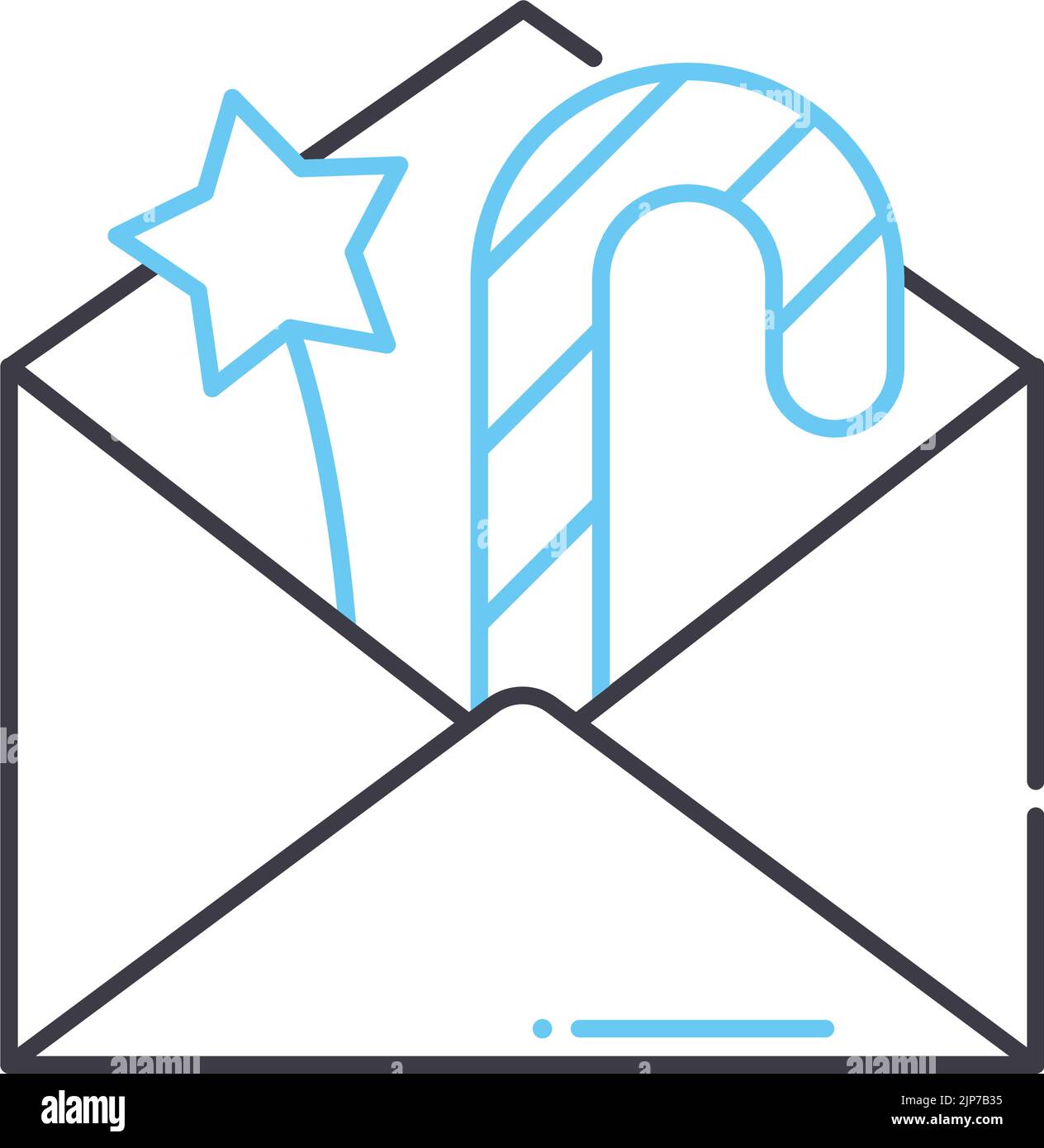 christmas letter line icon, outline symbol, vector illustration ...