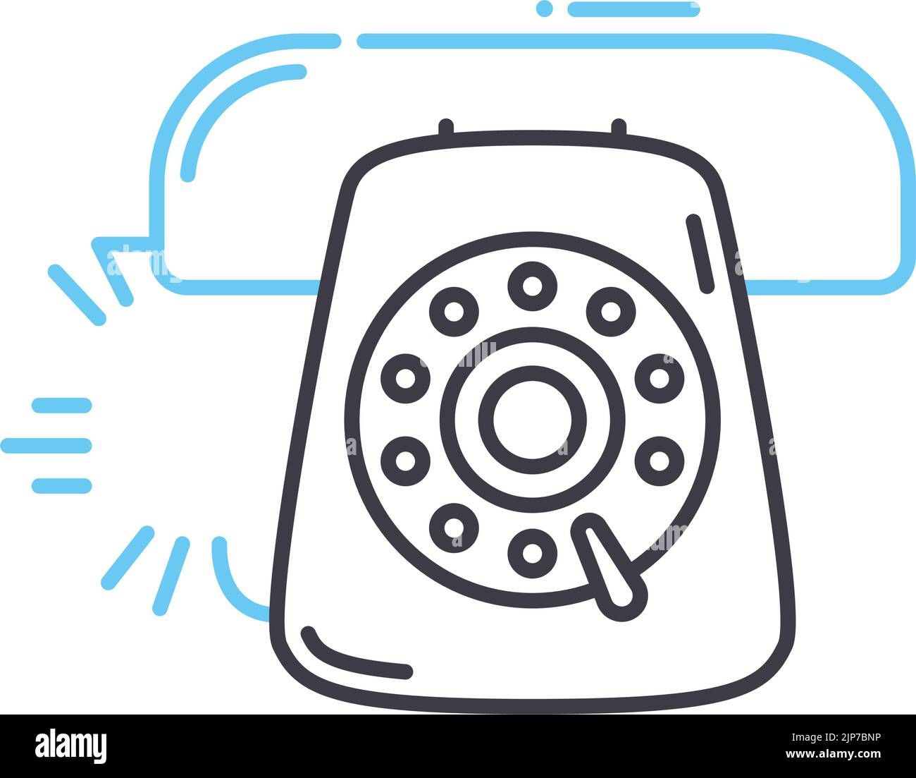 dial phone line icon, outline symbol, vector illustration, concept sign