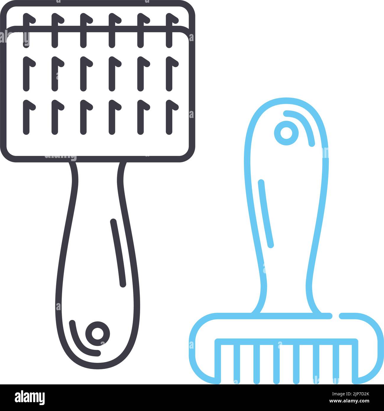 comb brush line icon, outline symbol, vector illustration, concept sign Stock Vector