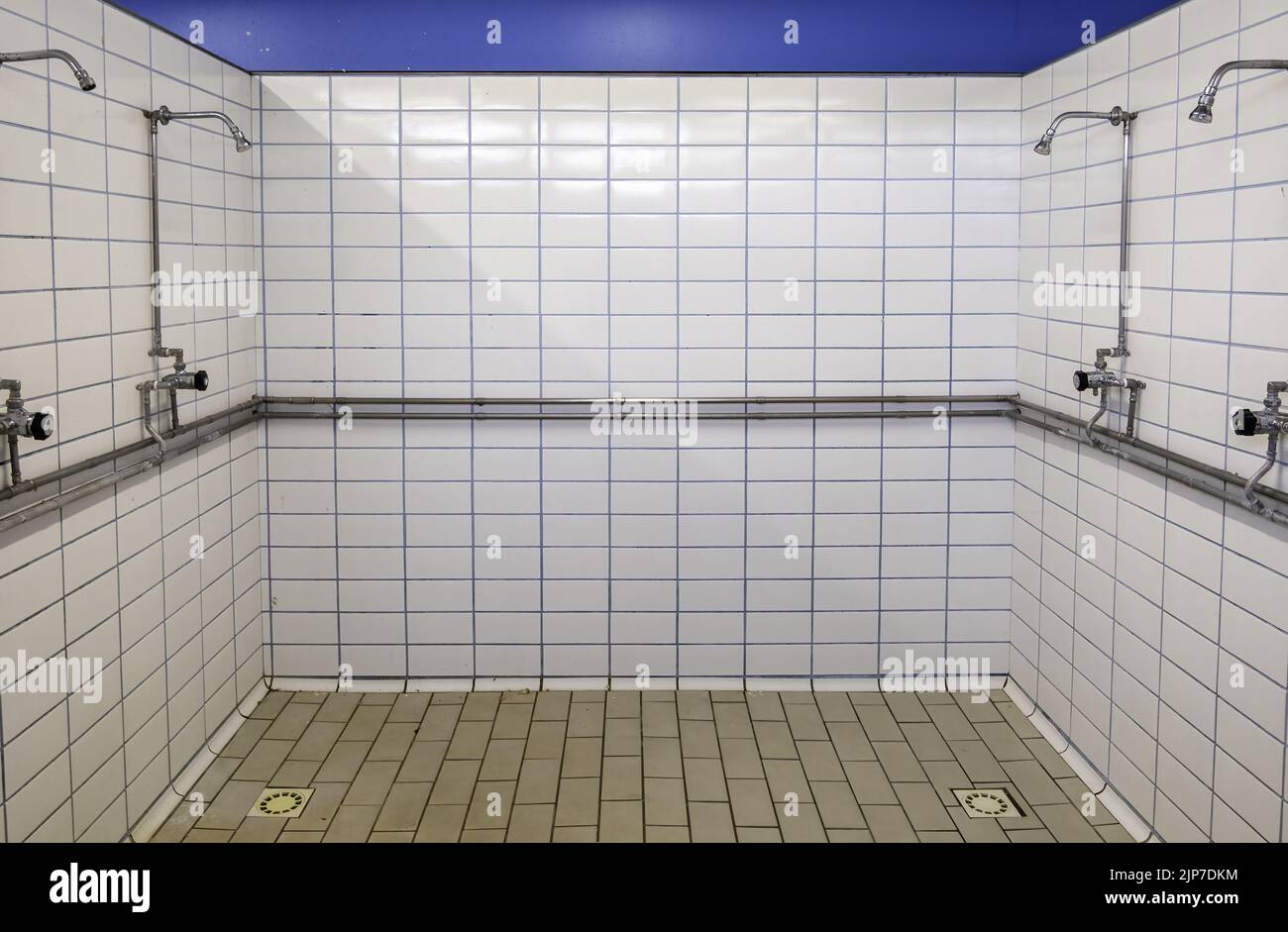 Detail of clean showers in a gym Stock Photo Alamy
