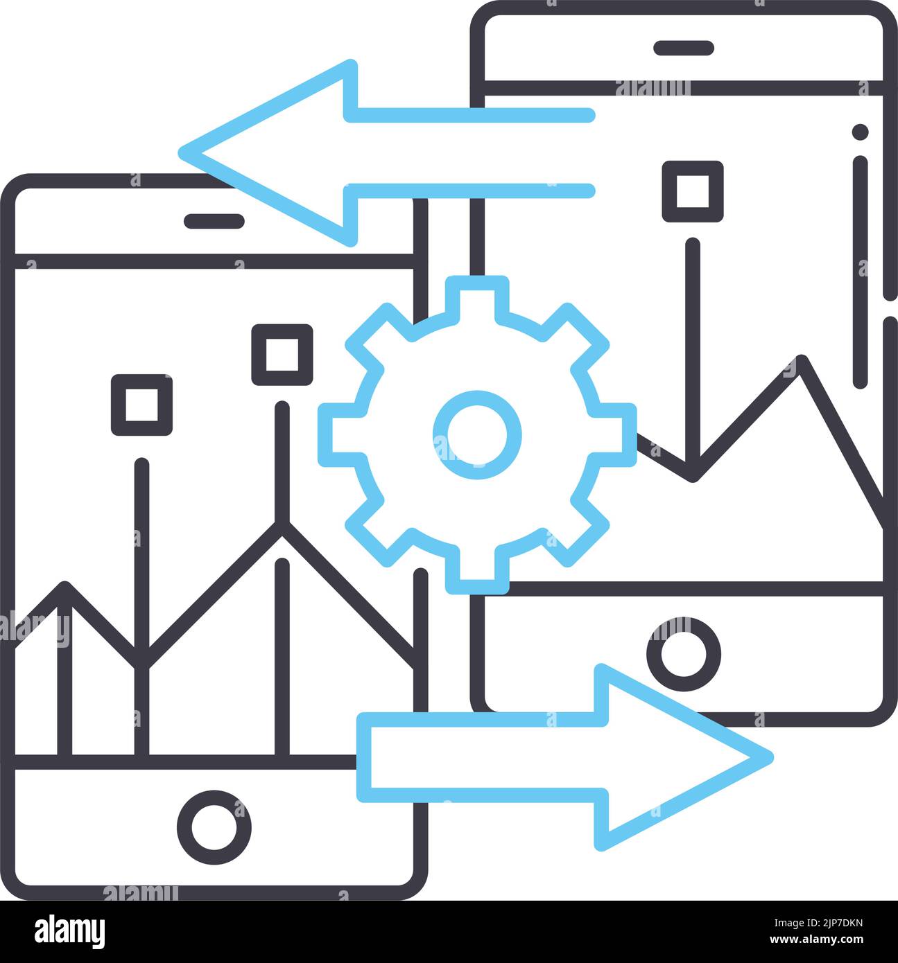 cross-platform development line icon, outline symbol, vector illustration, concept sign Stock Vector