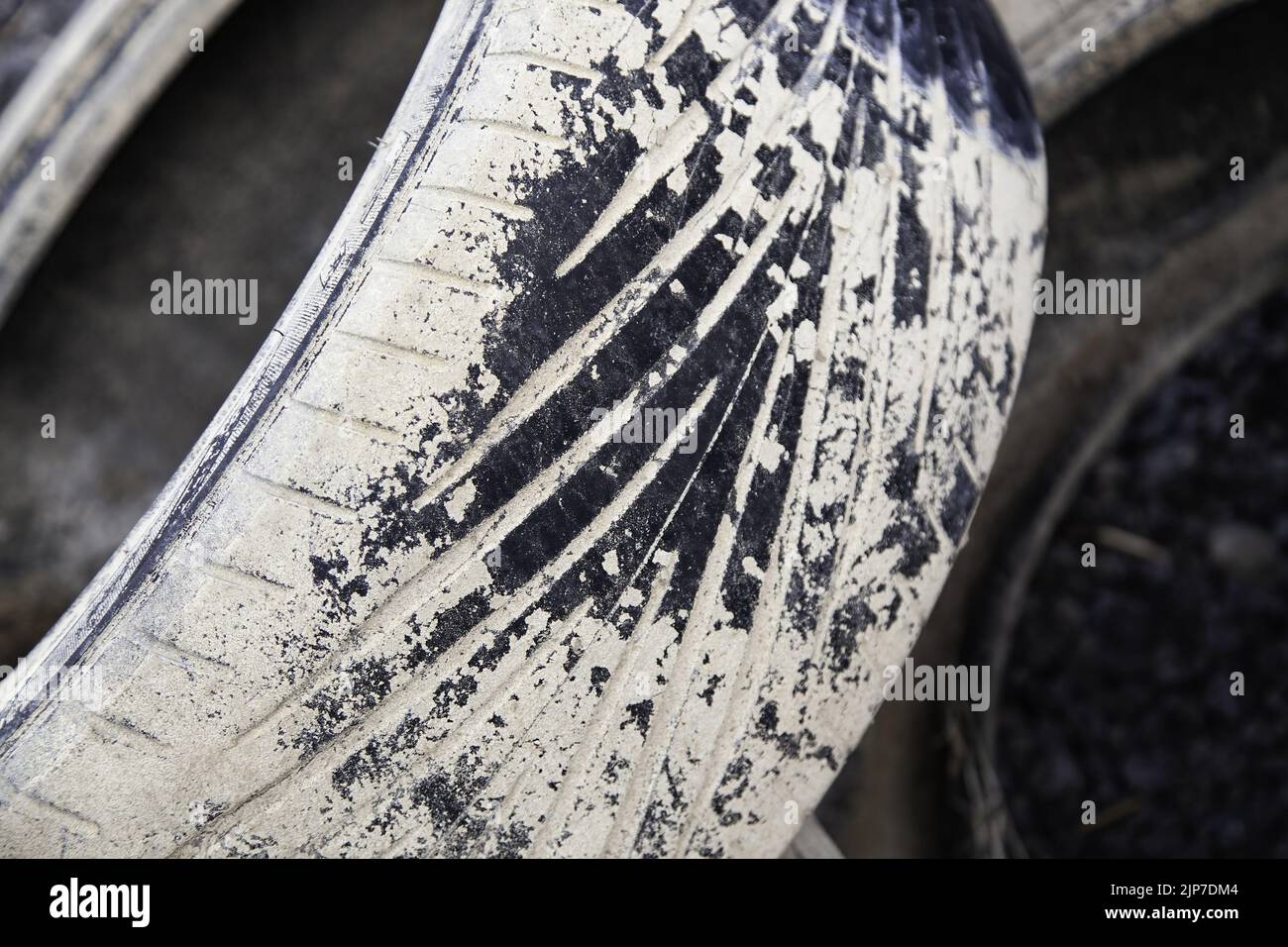 Detail of old car tires, environmental disaster, recycling Stock Photo