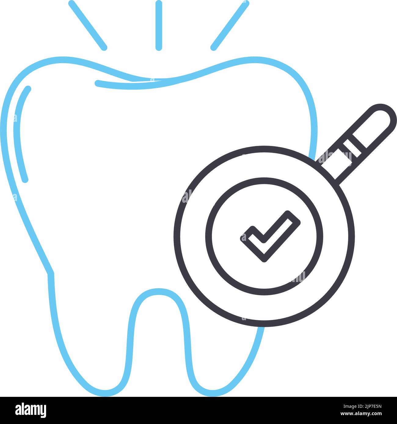 Check Up Teeth Line Icon Outline Symbol Vector Illustration Concept