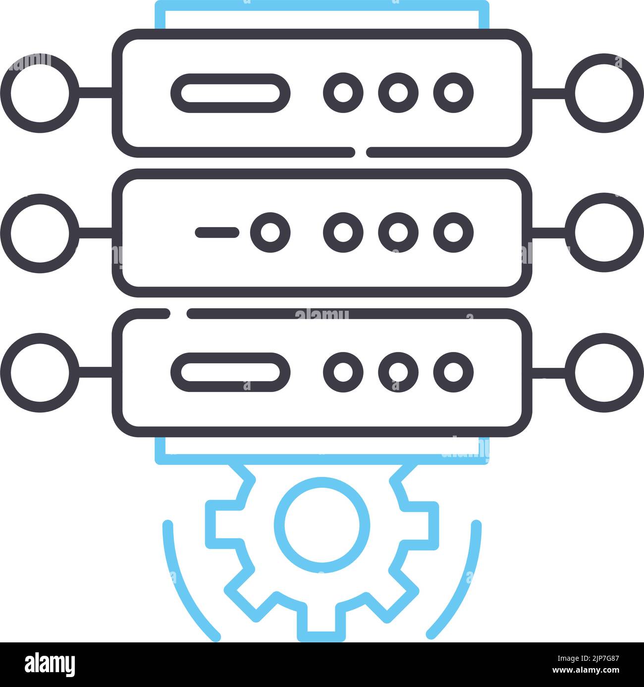 dedicated hosting line icon, outline symbol, vector illustration, concept sign Stock Vector