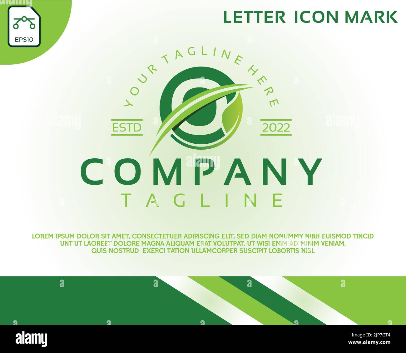 Green eco logo with letter O template design Stock Vector Image & Art ...