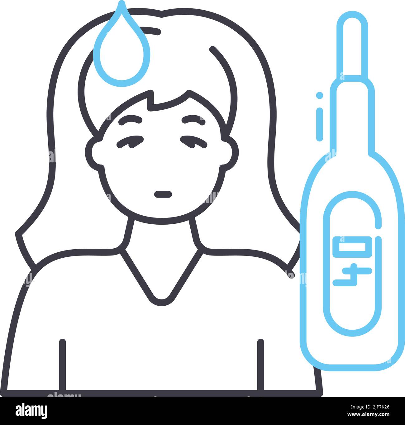 control temperature line icon, outline symbol, vector illustration