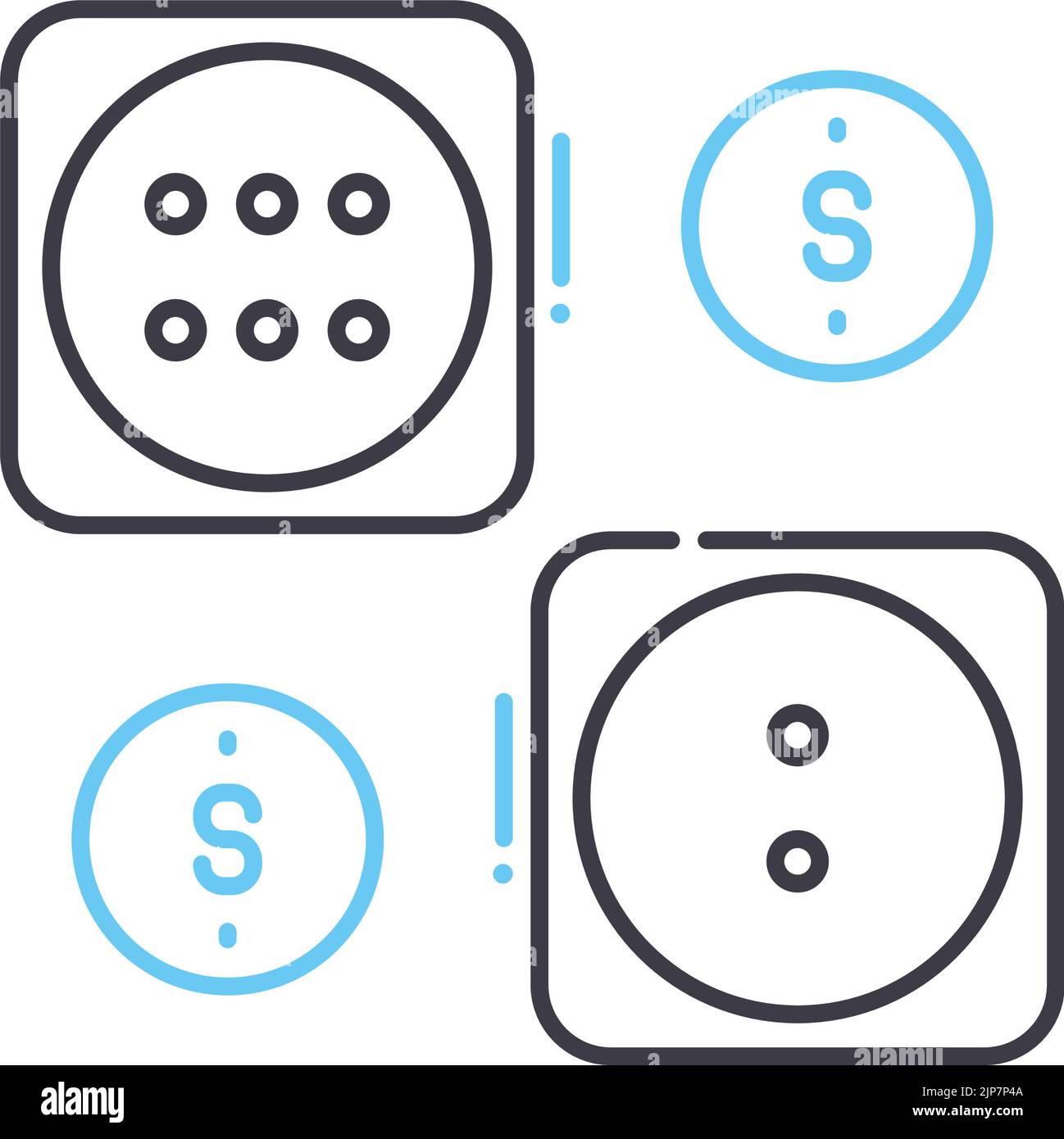 dice line icon, outline symbol, vector illustration, concept sign Stock