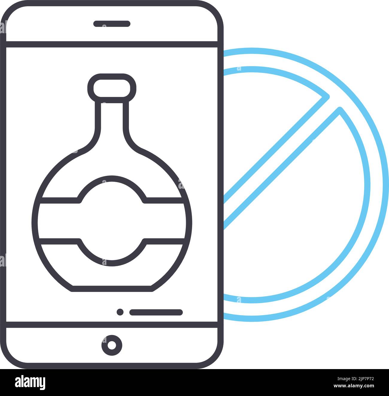 digital detox line icon, outline symbol, vector illustration, concept
