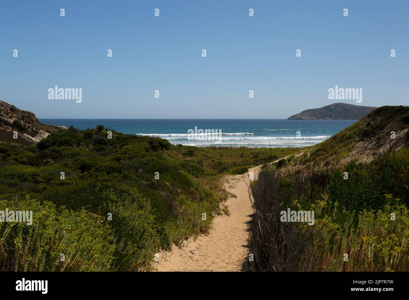 This is the path to Tongue Point beach, very soft sand, which was hard work. Worth it when you get a pretty beach all to yourself! Stock Photo