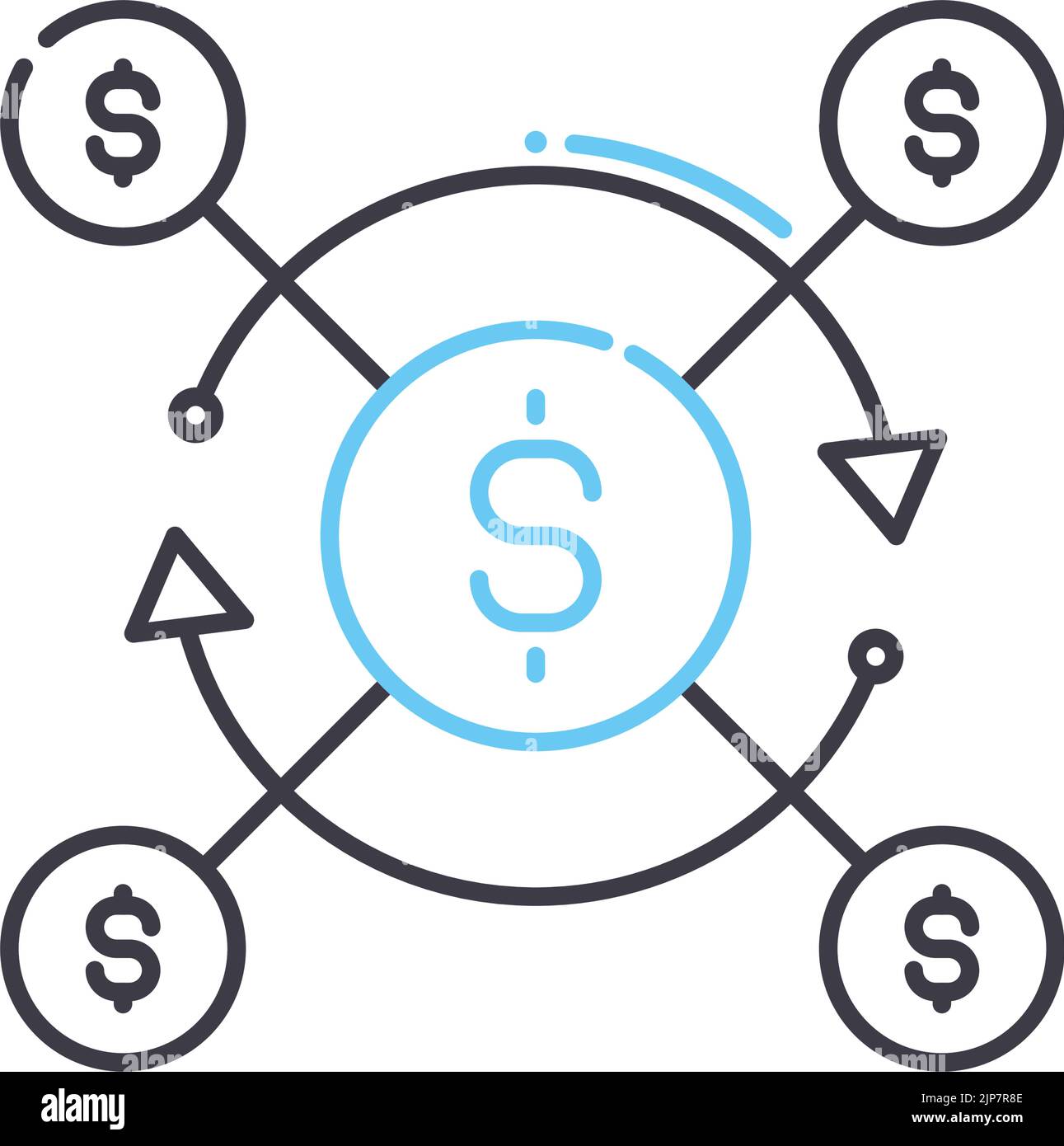 company budget line icon, outline symbol, vector illustration, concept ...