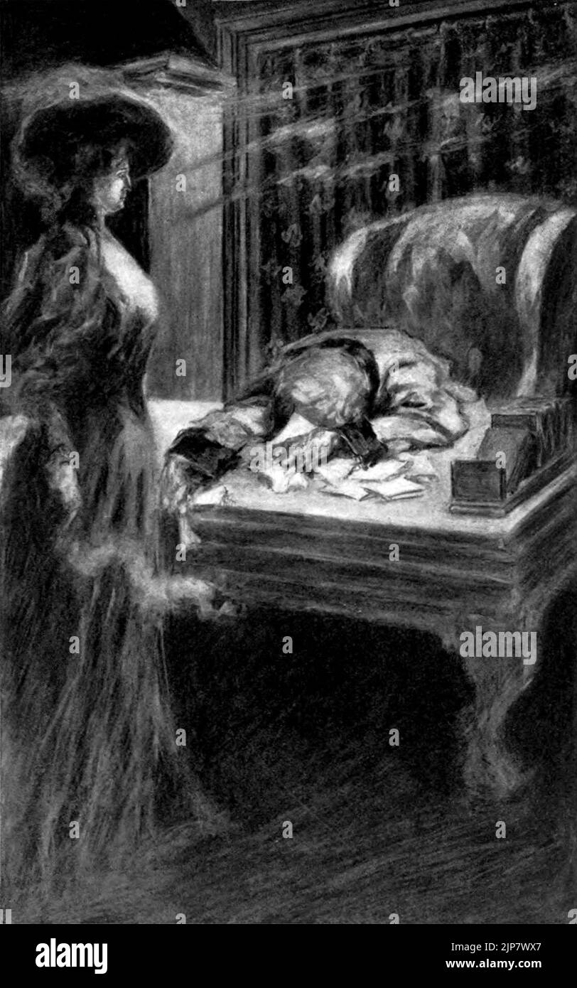 The Return of Sherlock Holmes 1905 - HE FELL FORWARD UPON THE TABLE, COUGHING FURIOUSLY AND CLAWING AMONG THE PAPERS Stock Photo