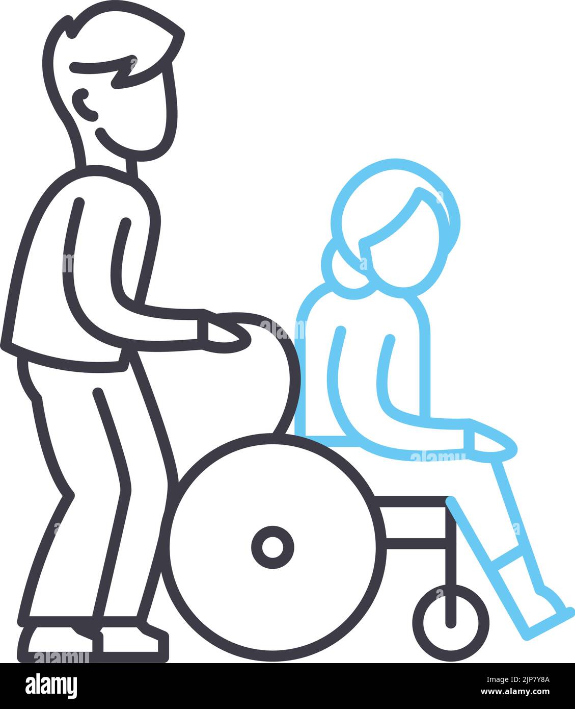 elderly care line icon, outline symbol, vector illustration, concept sign Stock Vector