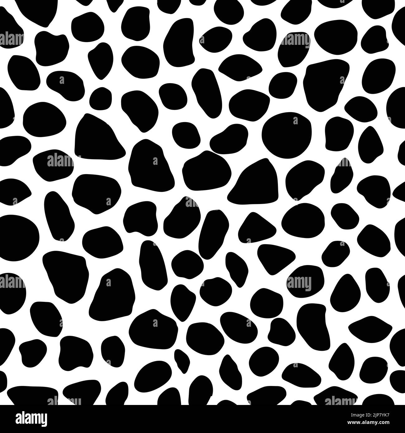 Black and white cobblestone seamless pattern. Mosaic organic texture background. Wallpaper design.  Stock Vector