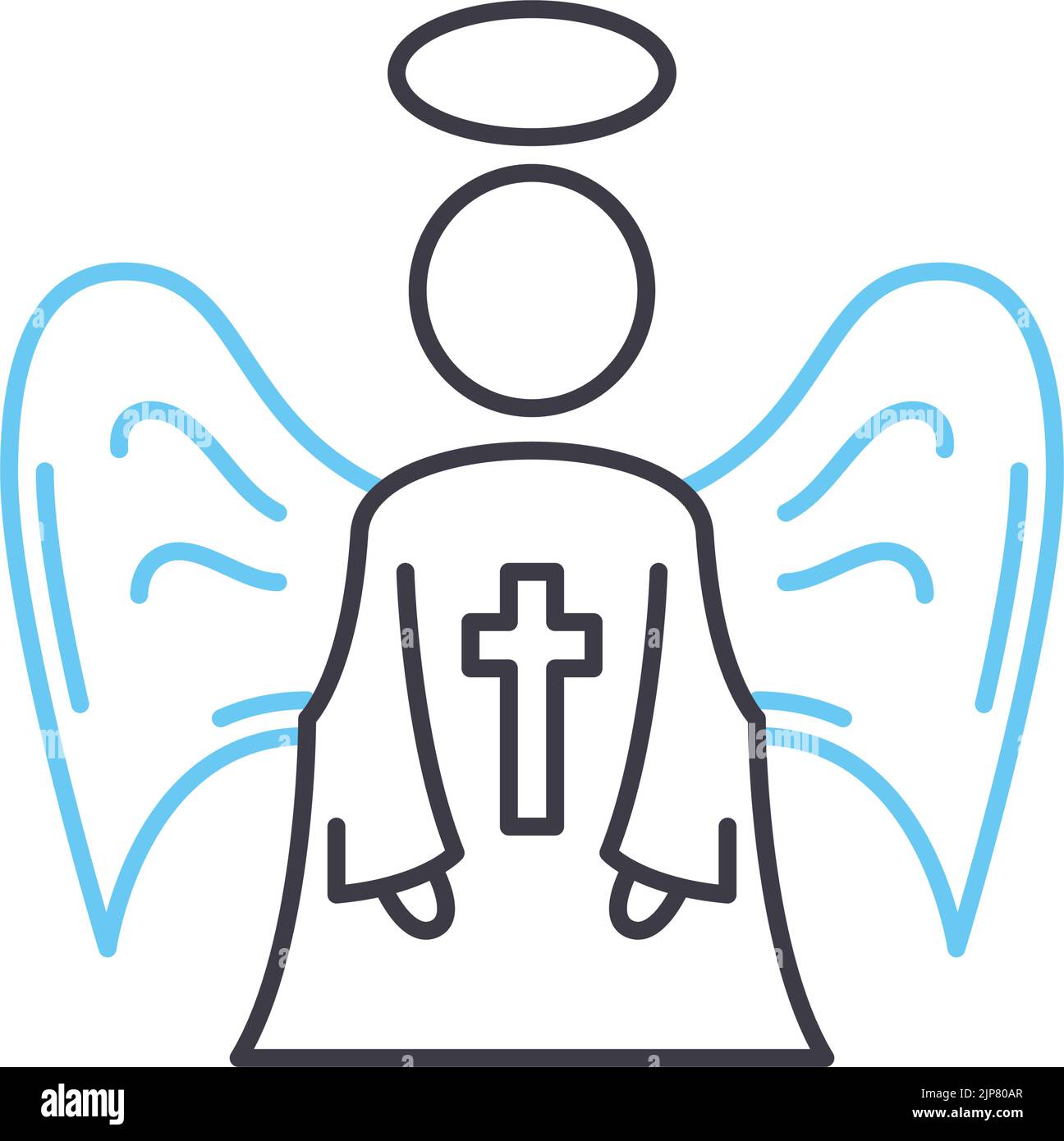 angel wing line icon, outline symbol, vector illustration, concept sign Stock Vector