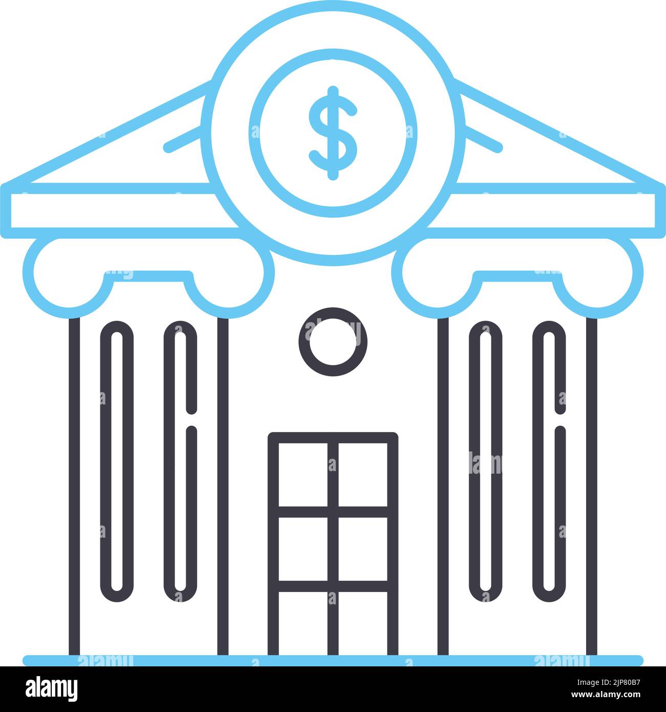 commercial bank line icon, outline symbol, vector illustration, concept