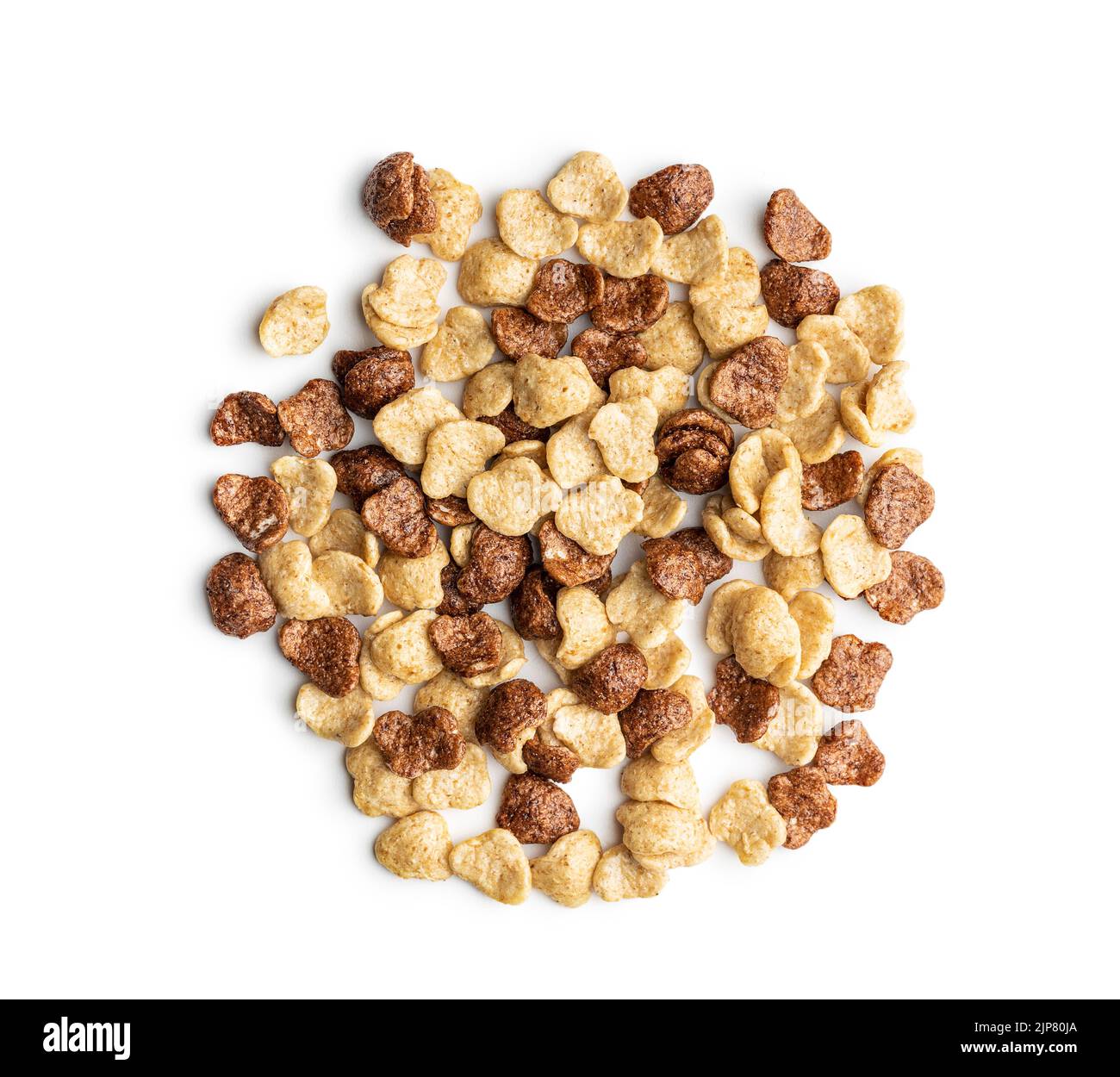 Breakfast cereal flakes isolated on a white background. Stock Photo
