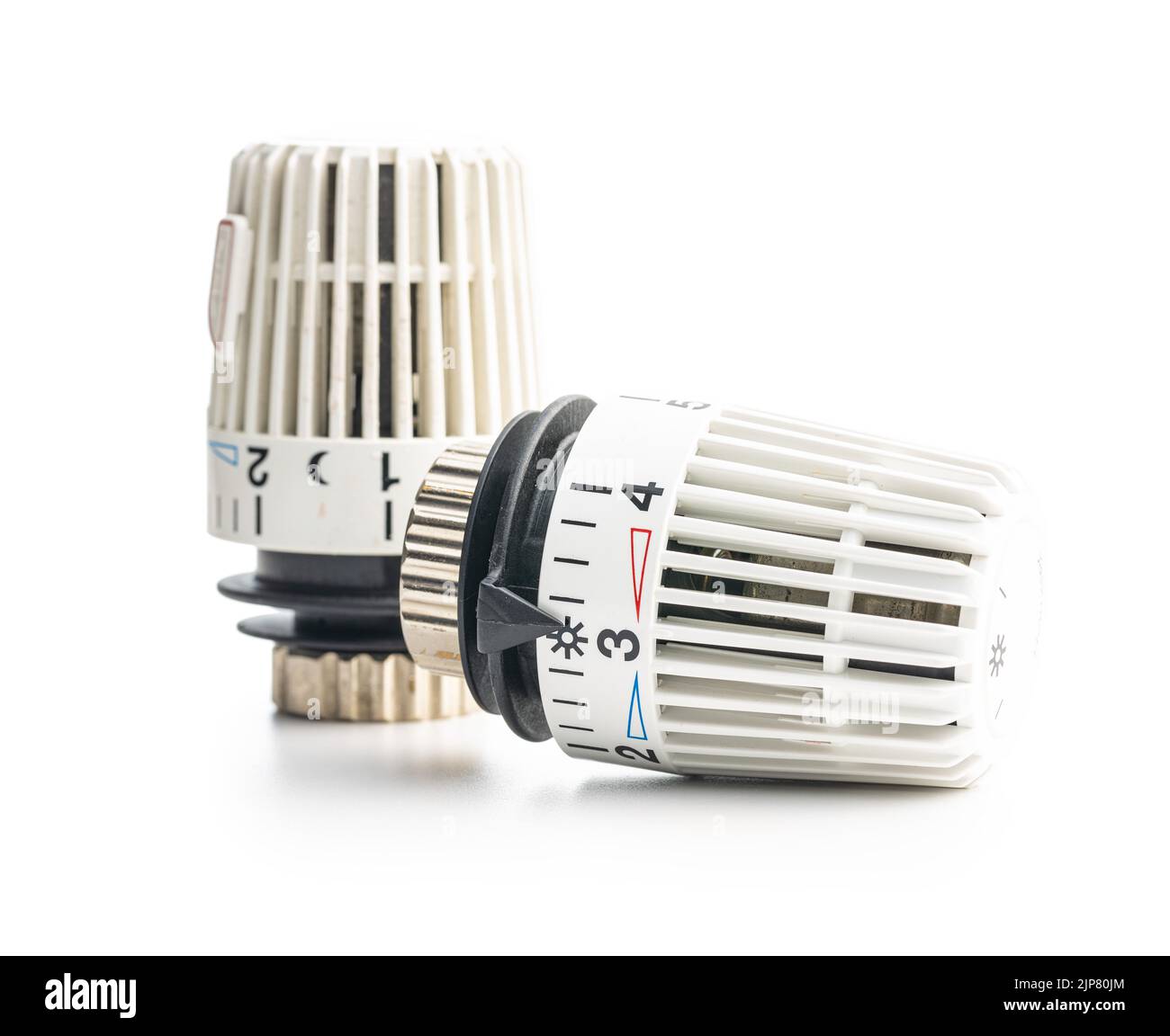 Thermostatic valve head isolated on a white background. Stock Photo