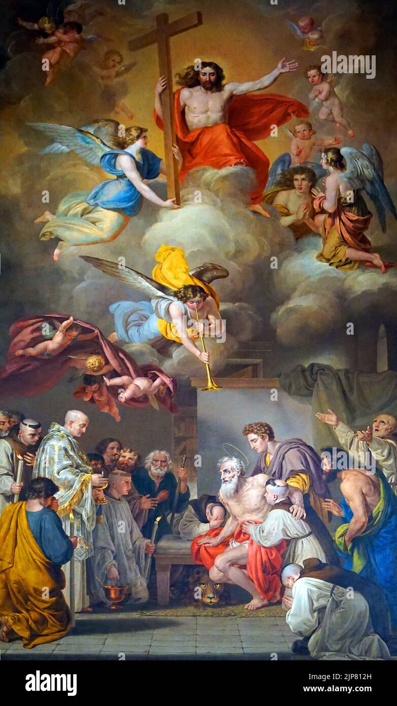 The last Communion of Saint Jerome (1829) by spanish painter Rafael Tegeo (1798-1856) Madrid Spain Stock Photo